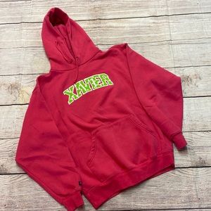 Xavier University pink green long sleeve hoodie size medium